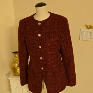 Commense Rich Burgundy Blazer with Gold Buttons